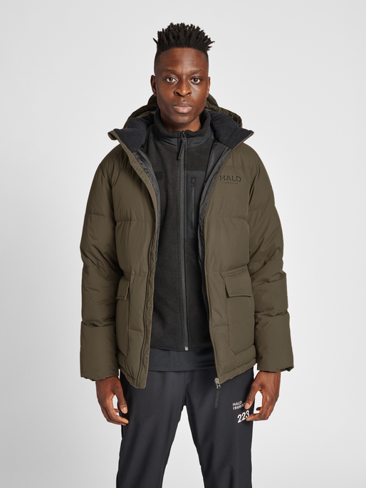 HALO DOWN PUFFER, MAJOR BROWN, model
