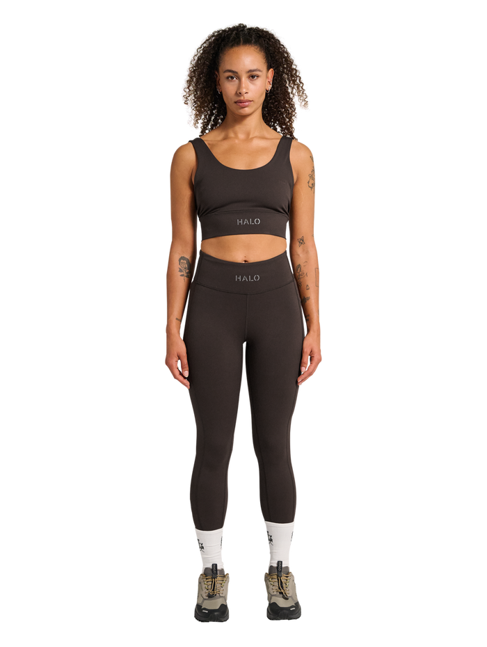 HALO WOMEN TRAINING TIGHTS, CHOCOLATE TORTE, model