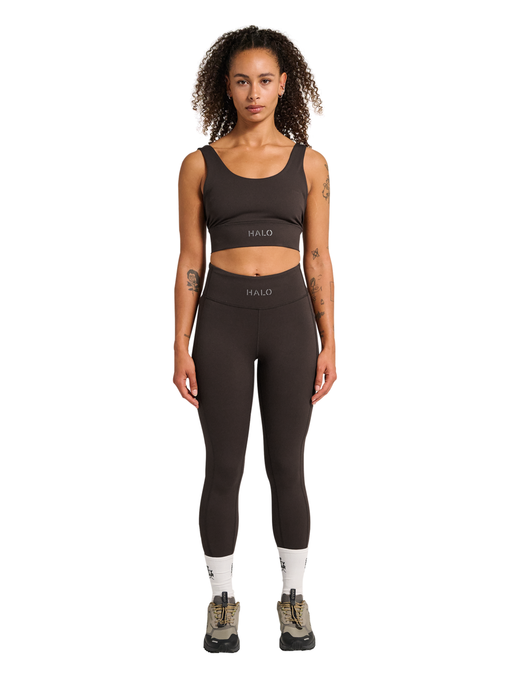 HALO WOMEN TRAINING TIGHTS, CHOCOLATE TORTE, model