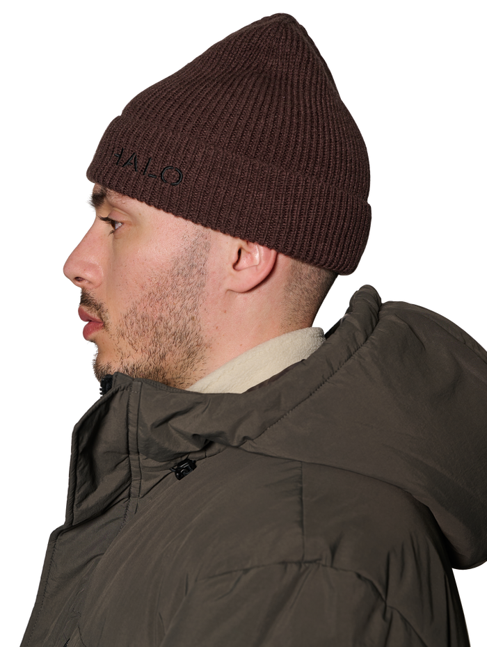HALO WOOL MIX BEANIE, BRACKEN, model