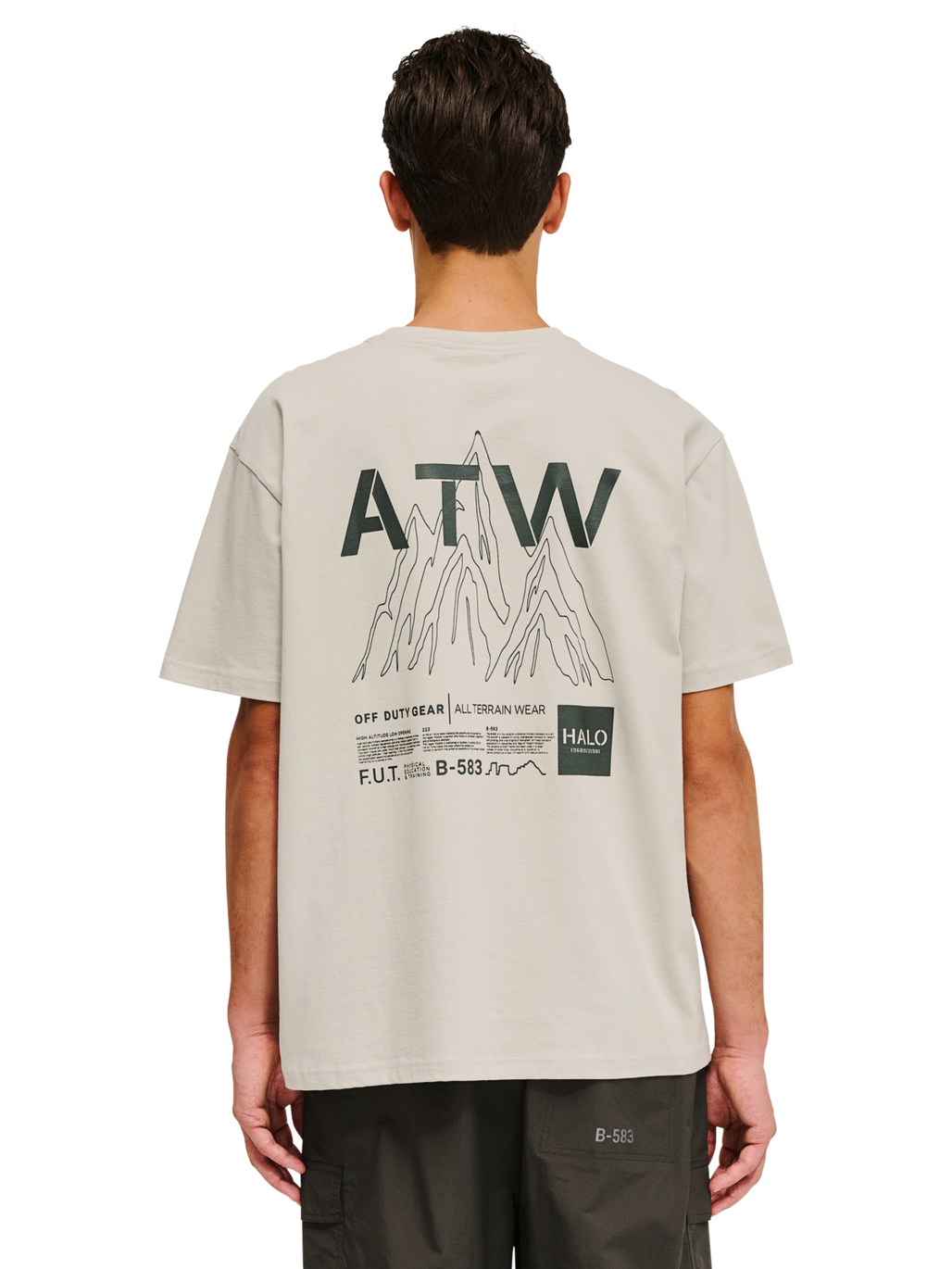 HALO GRAPHIC T-SHIRT 02, SILVER LINING, model