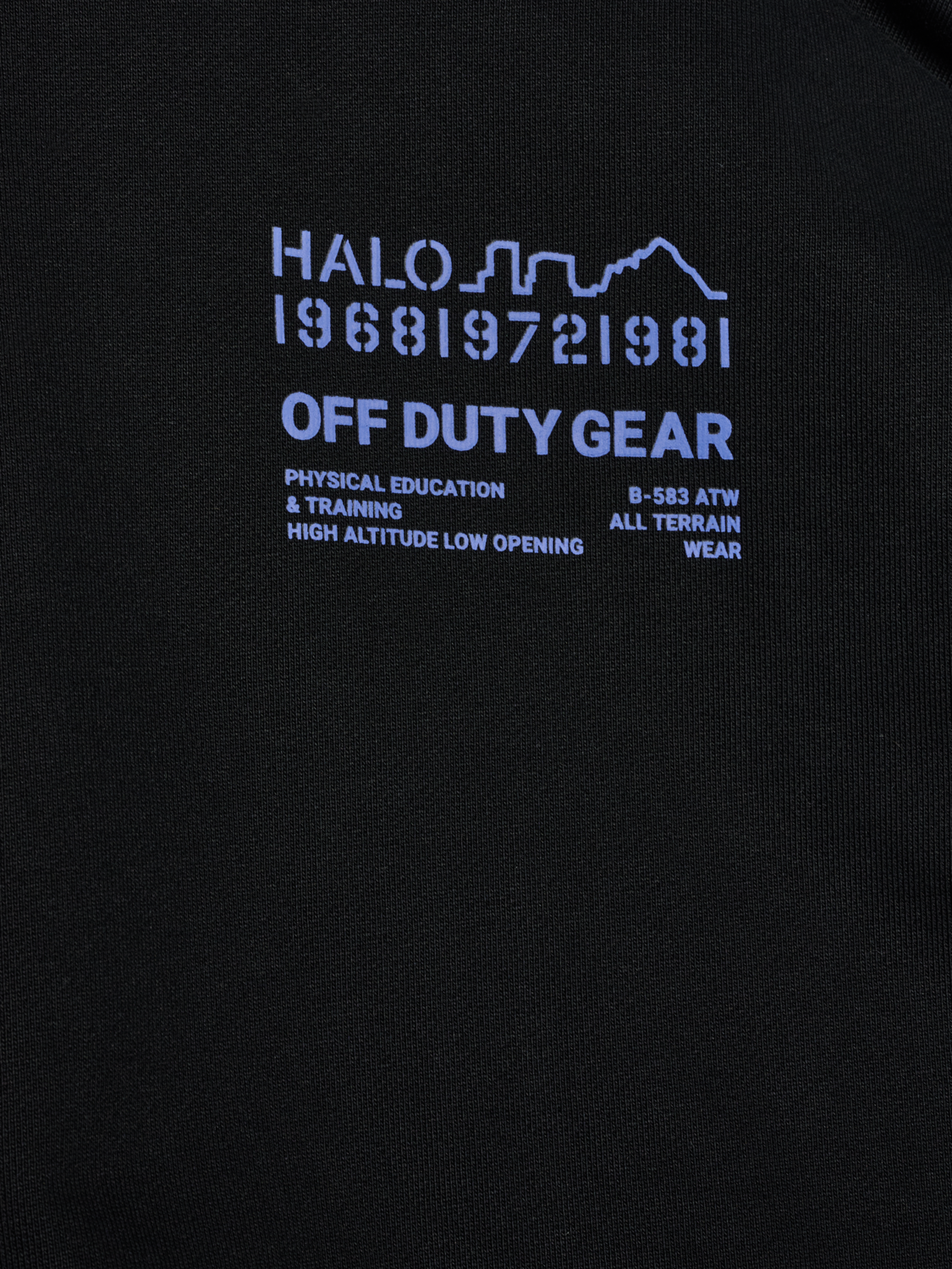 HALO GRAPHIC BOXY CREW, BLACK/PALACE BLUE, packshot