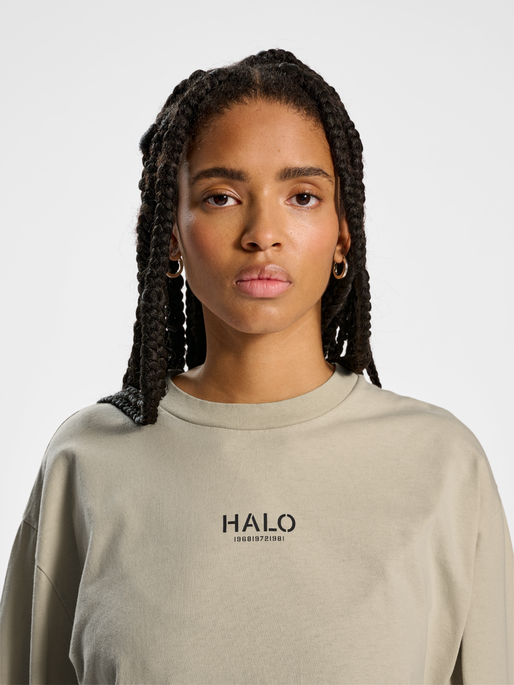 HALO HEAVY GRAPHIC T-SHIRT L/S, OYSTER GRAY, model