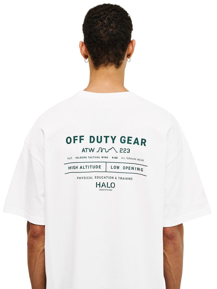HALO GRAPHIC BOXY T-SHIRT, MARSHMALLOW/BOTANICALGARDEN/BG, model