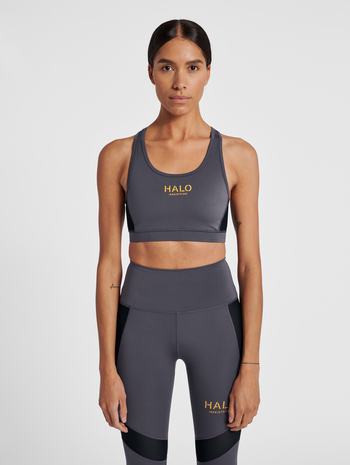 HALO WOMENS TRAINING BRATOP, BLACKENED PEARL, model