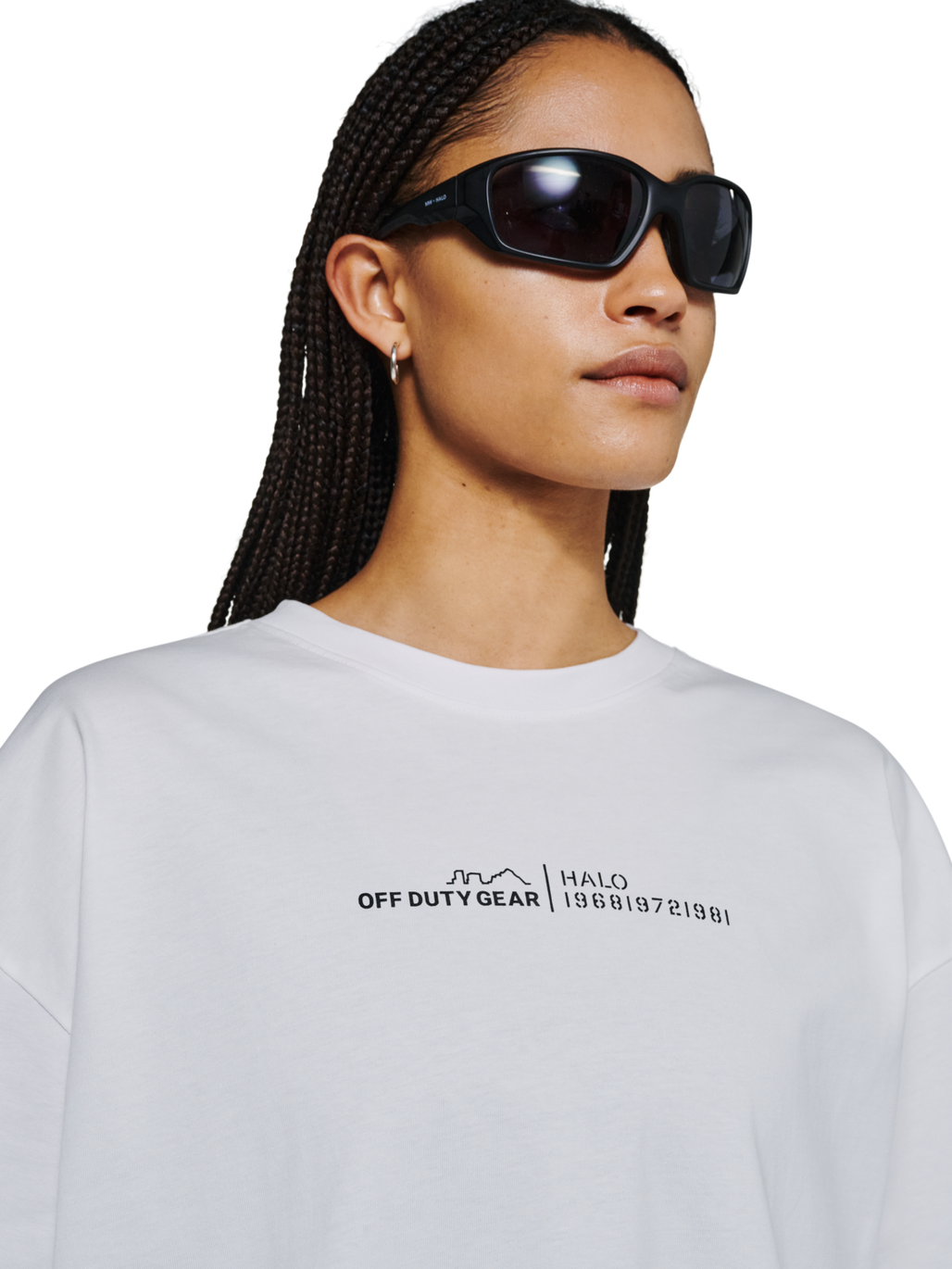 HALO GRAPHIC BOXY T-SHIRT, BRIGHT WHITE, model