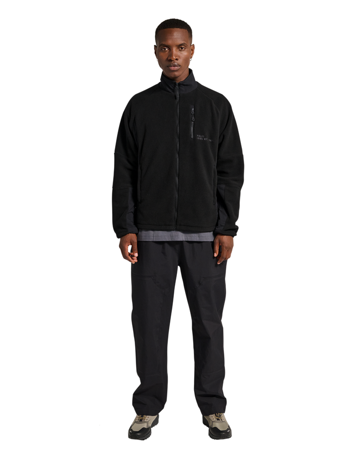 HALO WINDPROOF TEDDYFLEECE JACKET, BLACK, model