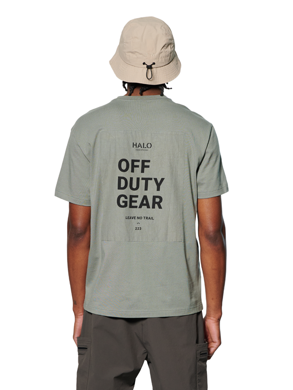 HALO PATCH GRAPHIC T-SHIRT, AGAVE GREEN, model