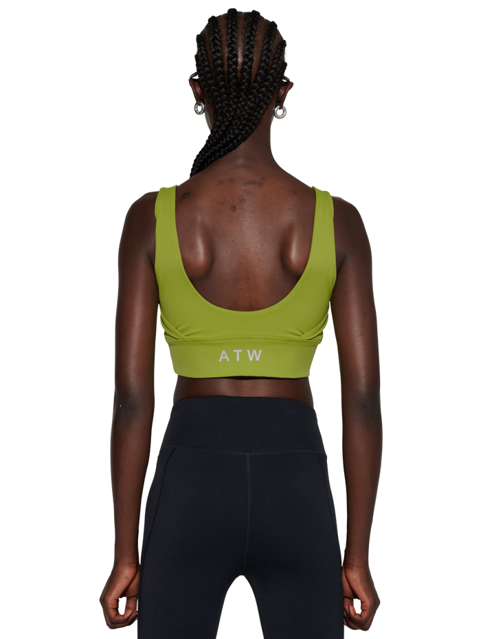 HALO WOMEN TRAINING BRA, TURTLE GREEN, model