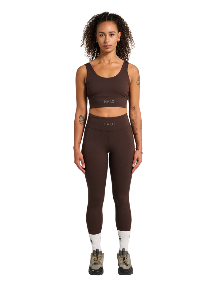 HALO WOMEN TRAINING BRA, CHOCOLATE TORTE, model