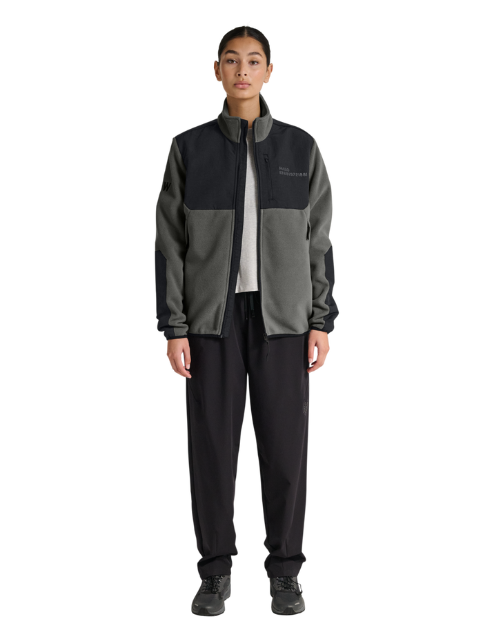 HALO BLOCKED ZIP FLEECE, GUNMETAL, model