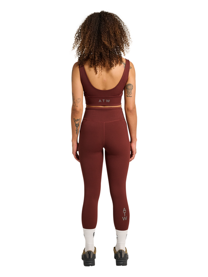 HALO WOMEN TRAINING TIGHTS, BITTER CHOCOLATE, model