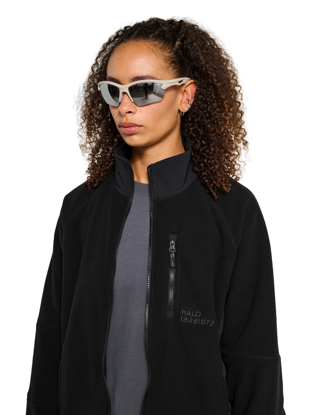 HALO WINDPROOF TEDDYFLEECE JACKET, BLACK, model