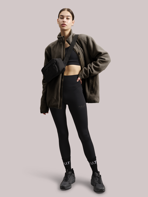 HALO TEDDY FLEECE JACKET, MOREL, model