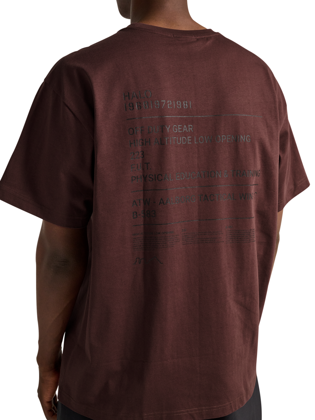 HALO GRAPHIC T-SHIRT, BITTER CHOCOLATE, model