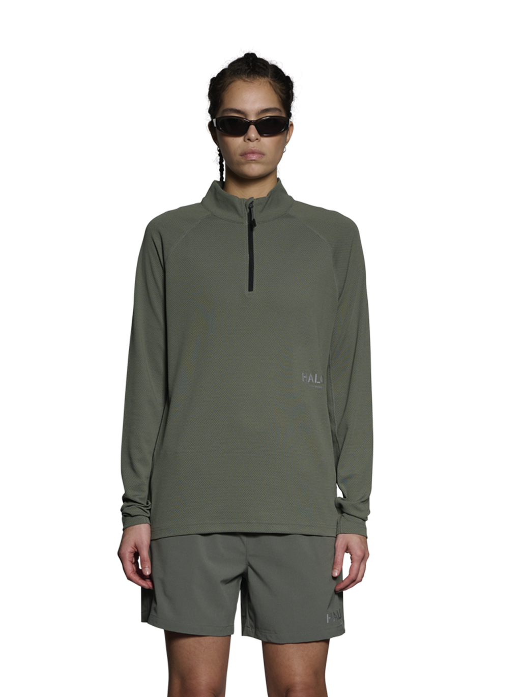 HALO SORONA HALF ZIP, AGAVE GREEN, model