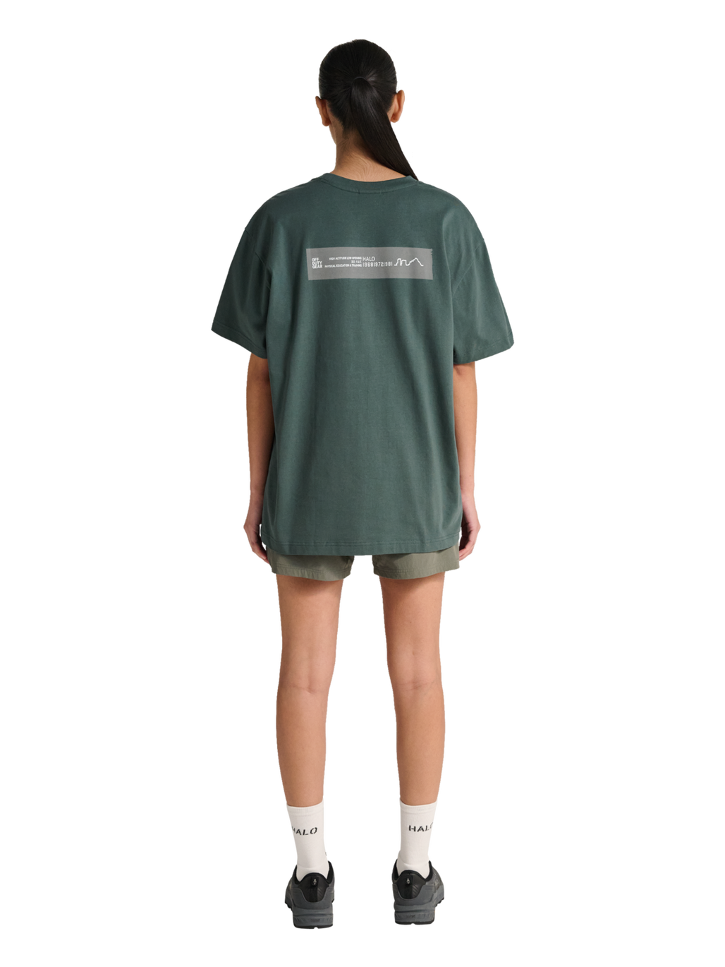 HALO GRAPHIC T-SHIRT, GARDEN TOPIARY/SILVER, model