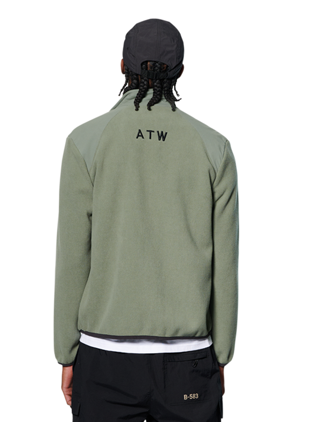 HALO PANELED FLEECE JACKET, AGAVE GREEN, model