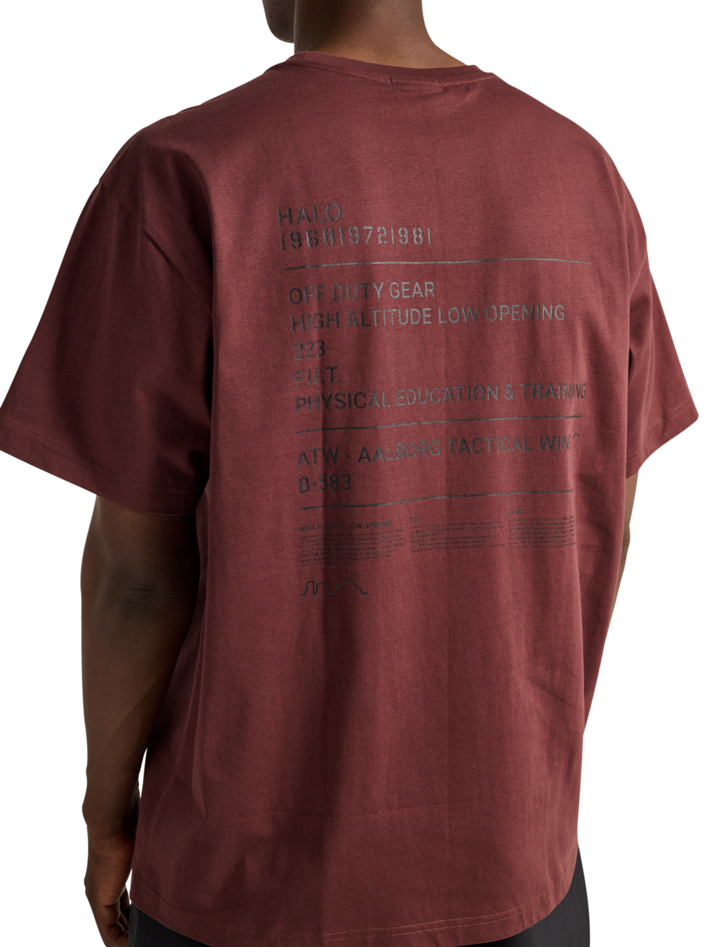 HALO GRAPHIC T-SHIRT, BITTER CHOCOLATE, model