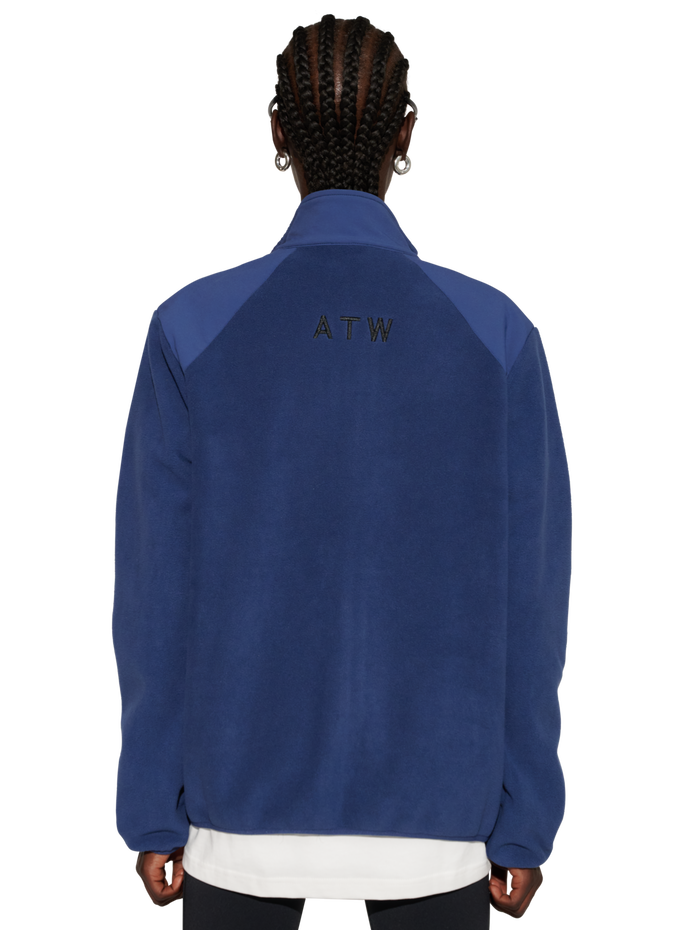 HALO PANELED FLEECE JACKET, SARGASSO SEA, model
