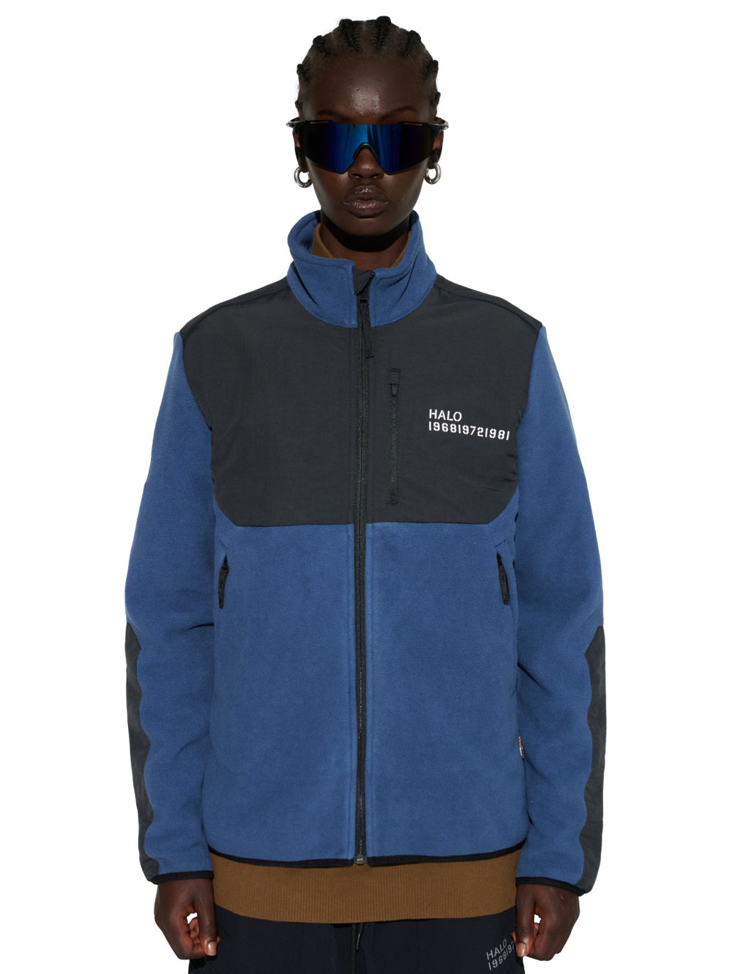 HALO BLOCKED ZIP FLEECE, SARGASSO SEA, model