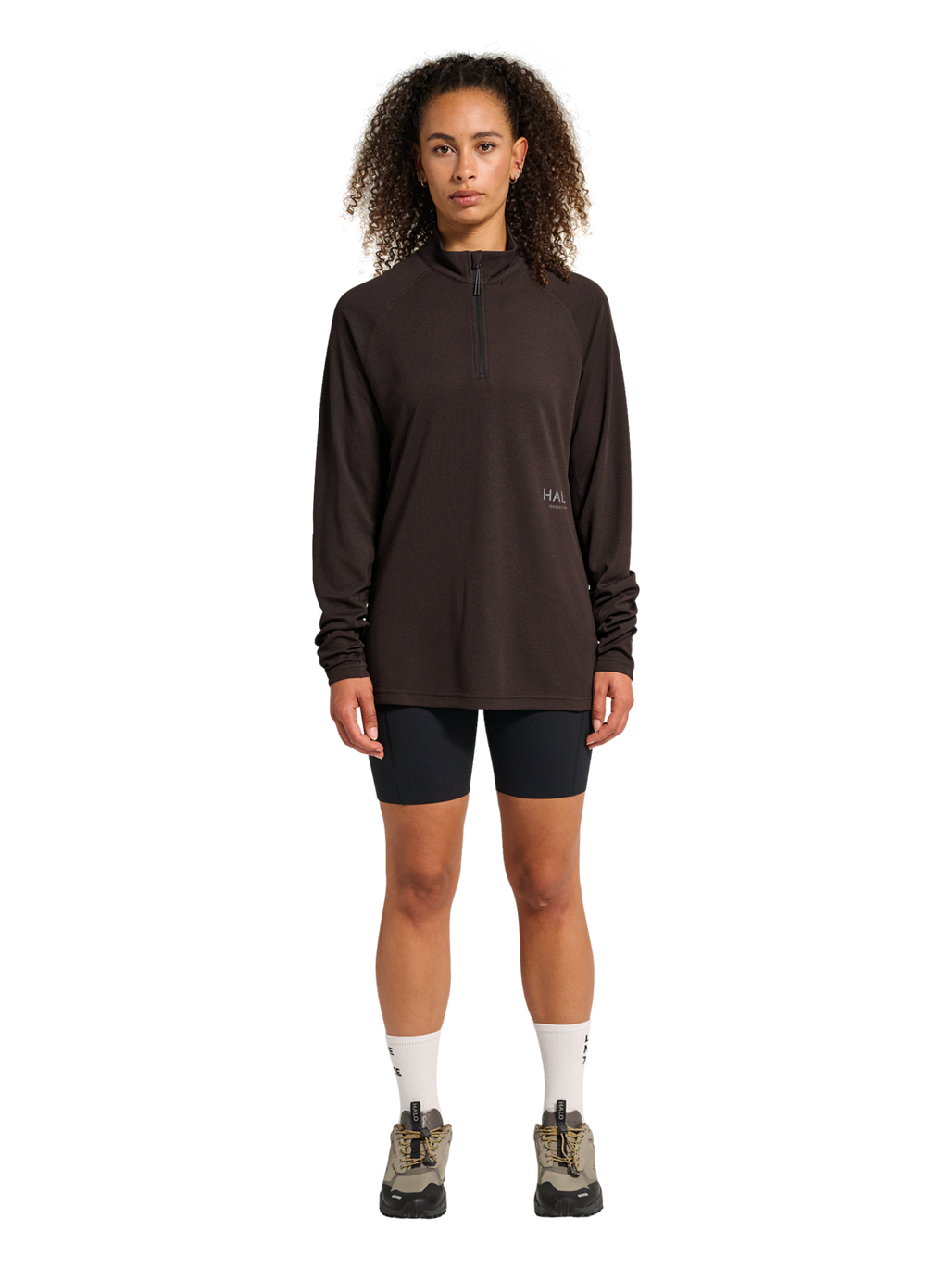 HALO SORONA HALF ZIP, CHOCOLATE TORTE, model