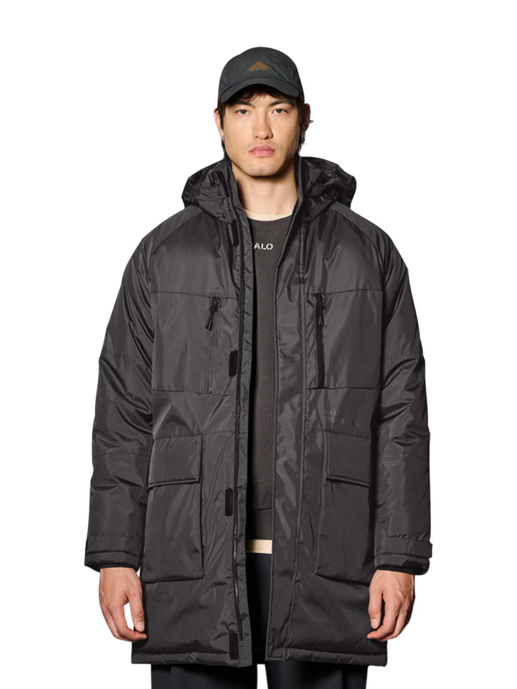 HALO SHIELD THERMOLITE PARKA, RAVEN, model