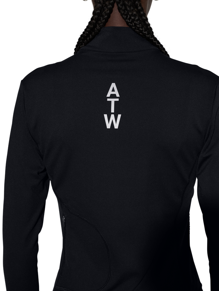 HALO WOMENS TRAINING ZIP SHIRT, BLACK, model