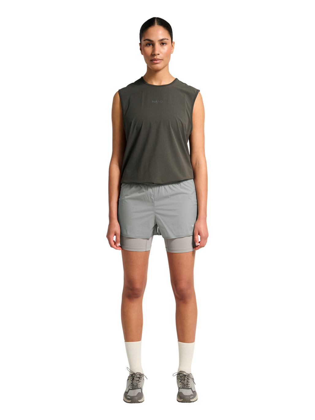 HALO 2 in 1 RUNNING SHORT, STORM GRAY, model