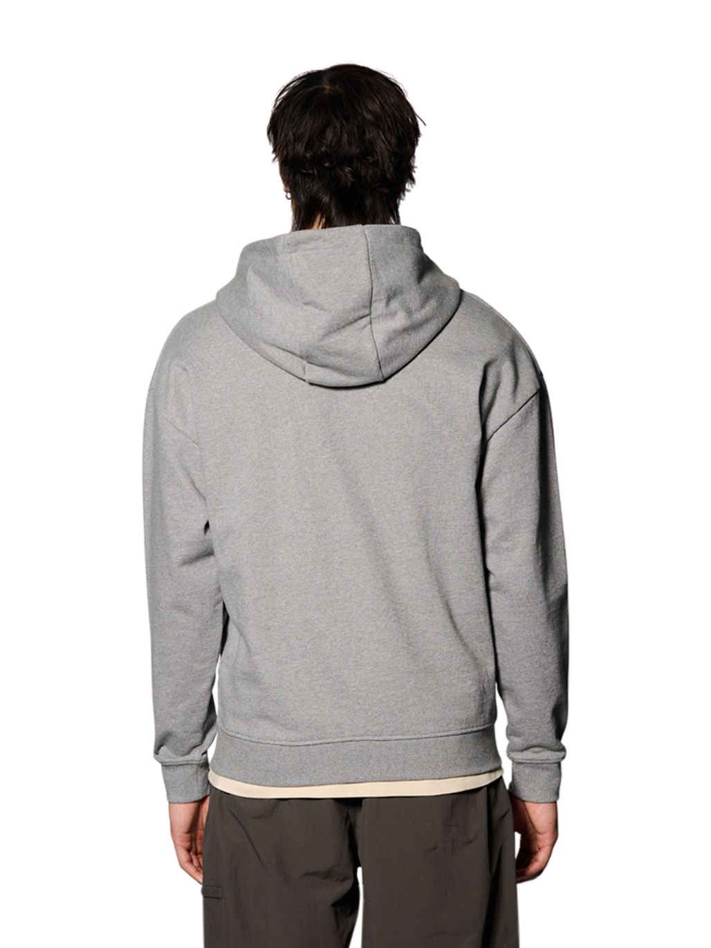 HALO ESSENTIAL HOODIE, GREY MELANGE, model