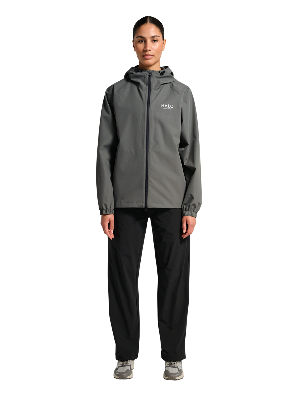 HALO RAIN JACKET, GUNMETAL, model