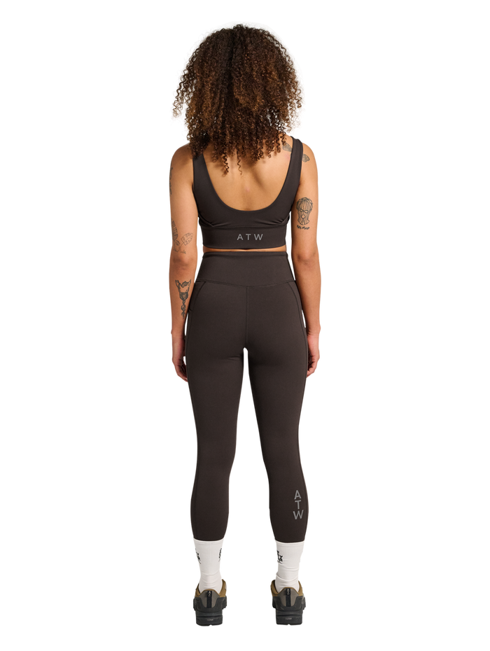 HALO WOMEN TRAINING TIGHTS, CHOCOLATE TORTE, model