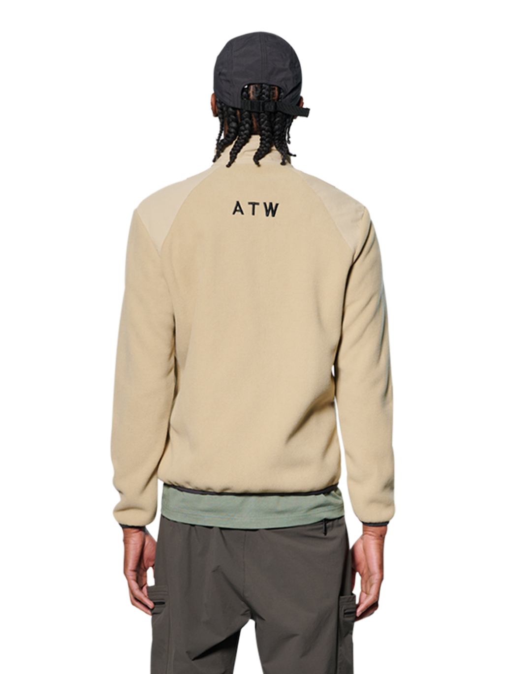 HALO PANELED FLEECE JACKET, CHINCHILLA, model