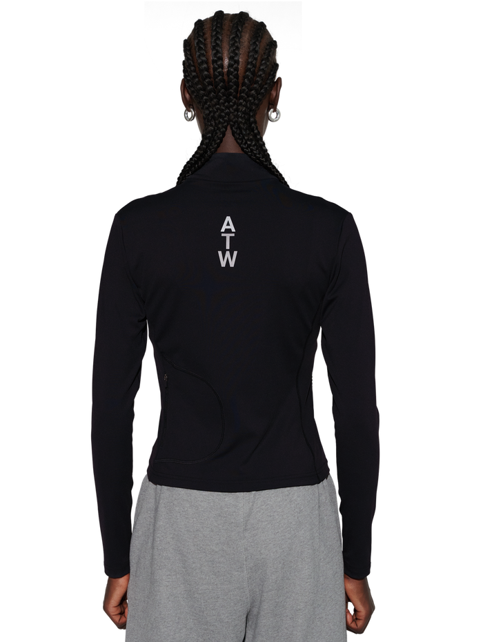 HALO WOMENS TRAINING ZIP SHIRT, BLACK, model