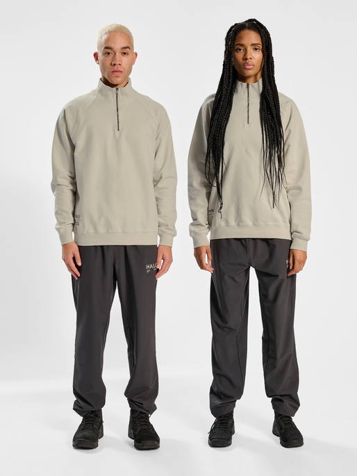 HALO HEAVY GRAPHIC HALFZIP, OYSTER GRAY, model