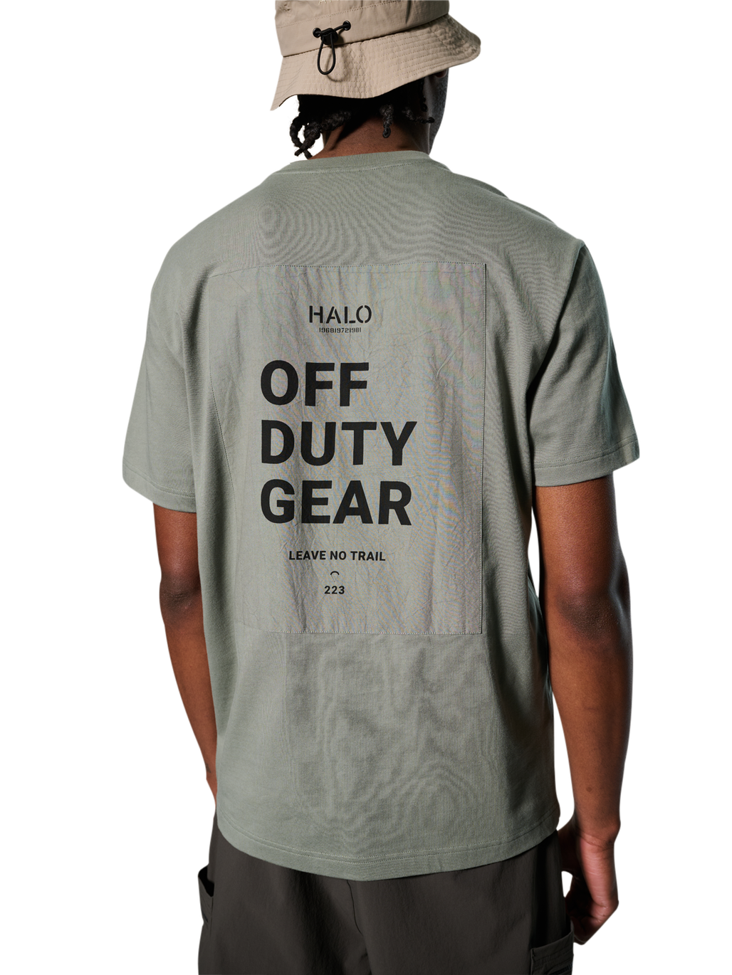 HALO PATCH GRAPHIC T-SHIRT, AGAVE GREEN, model