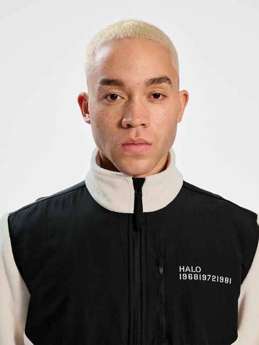 HALO BLOCKED ZIP FLEECE, OYSTER GRAY, model