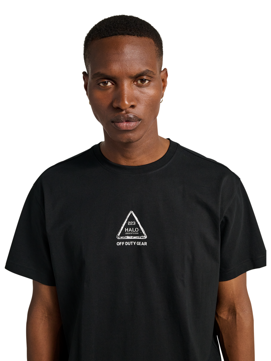 HALO GRAPHIC T-SHIRT, BLACK/OLIVE DRAB, model
