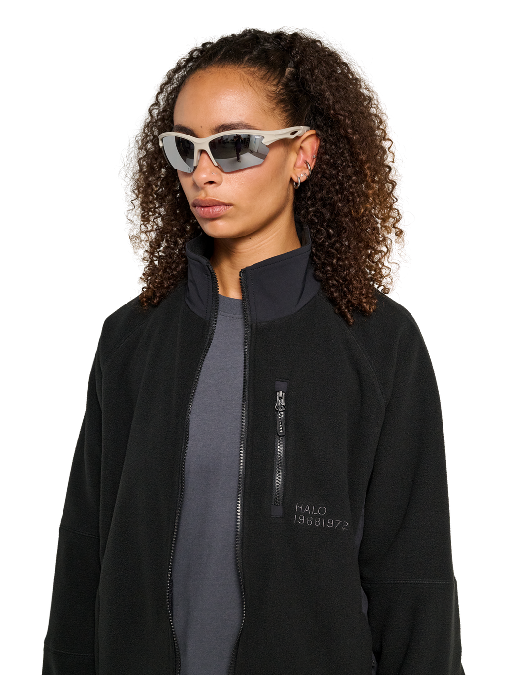 HALO WINDPROOF TEDDYFLEECE JACKET, BLACK, model