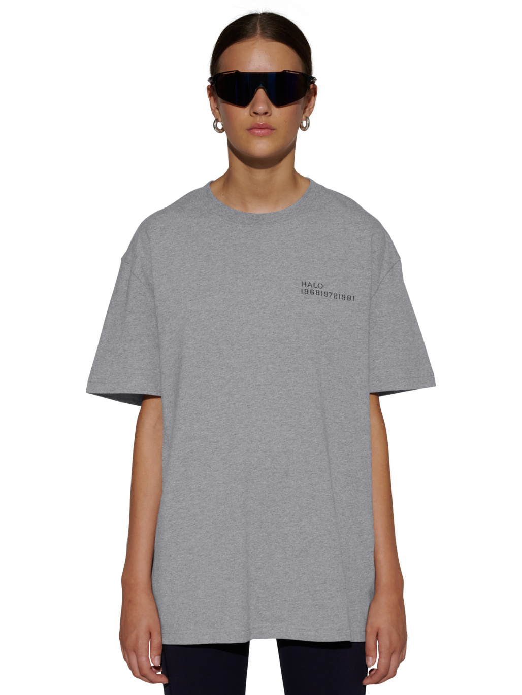 HALO ESSENTIAL T-SHIRT, GREY MELANGE, model