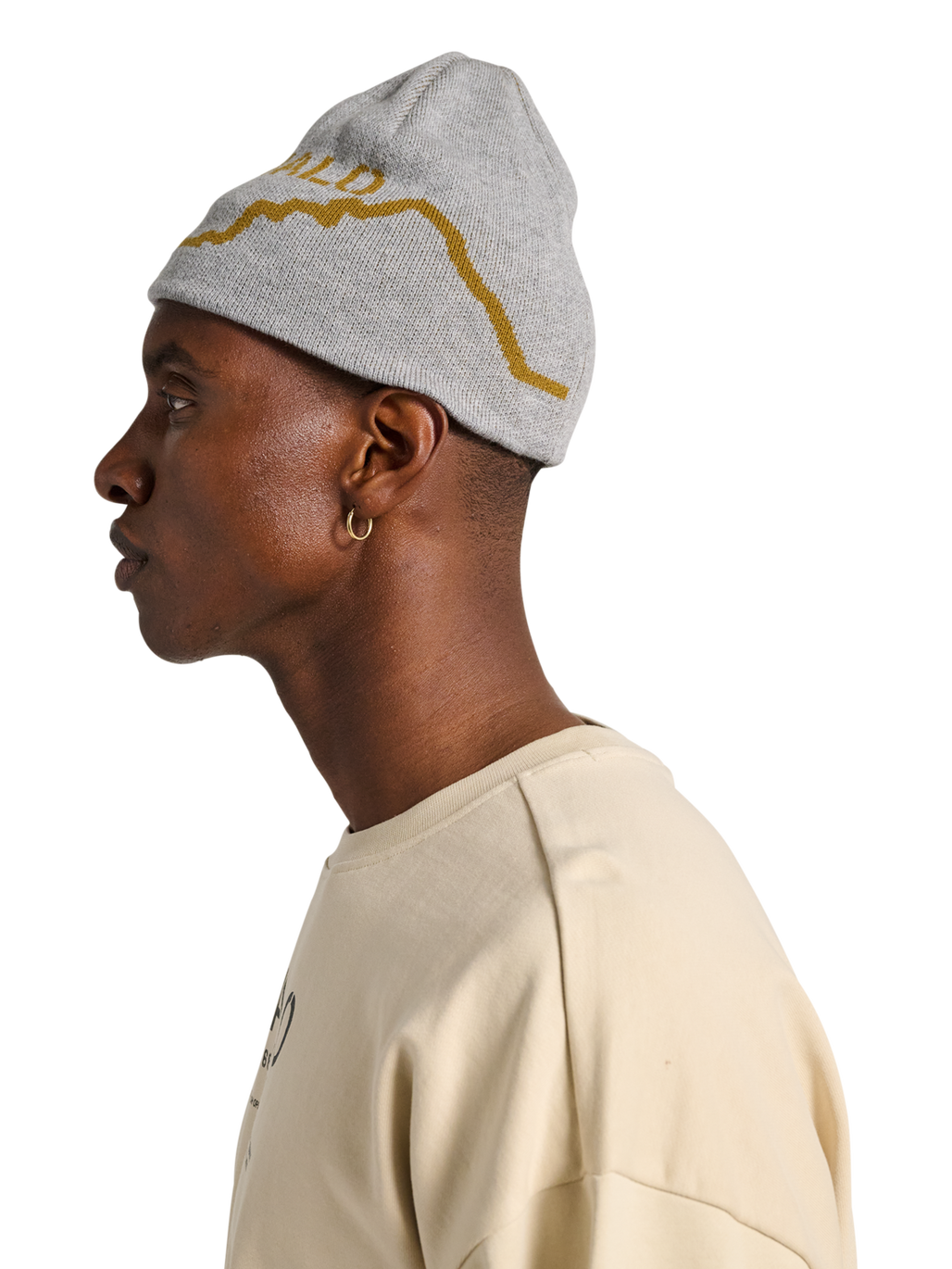 HALO LOGO BEANIE, MOURNING DOVE, model