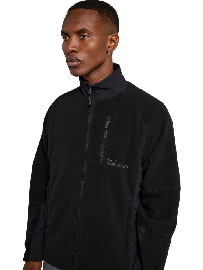 HALO WINDPROOF TEDDYFLEECE JACKET, BLACK, model