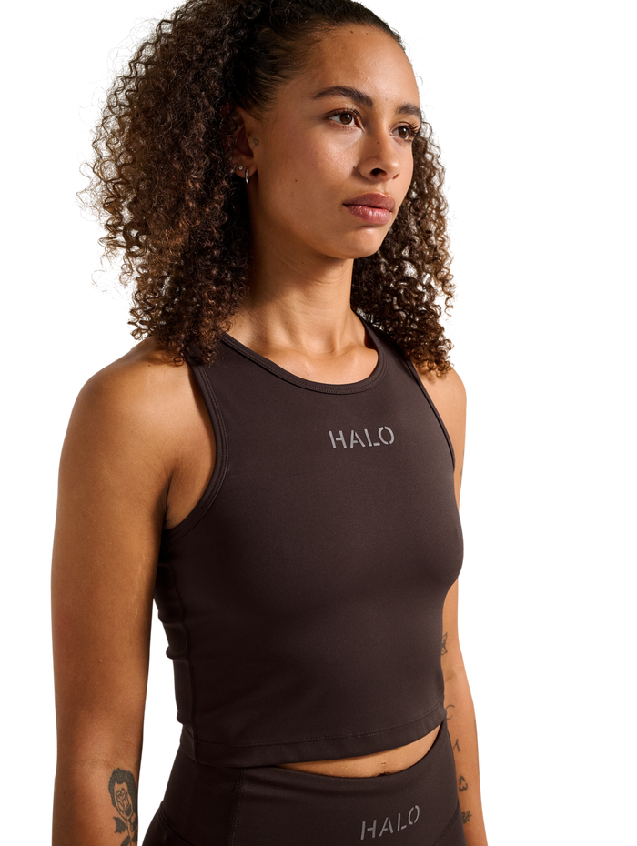HALO WOMEN TRAINING TOP, CHOCOLATE TORTE, model