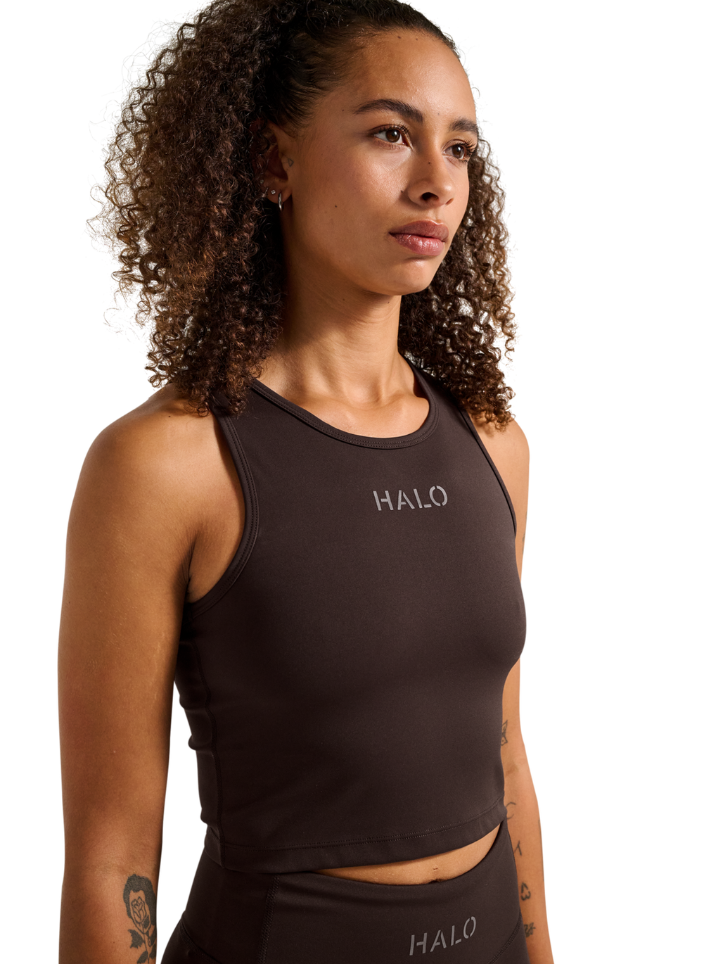 HALO WOMEN TRAINING TOP, CHOCOLATE TORTE, model