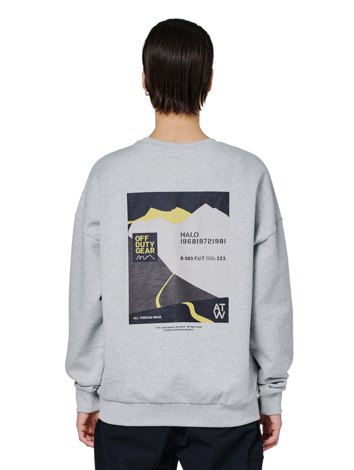 HALO AVIATION BOXY CREW, LIGHT GREY MELANGE, model