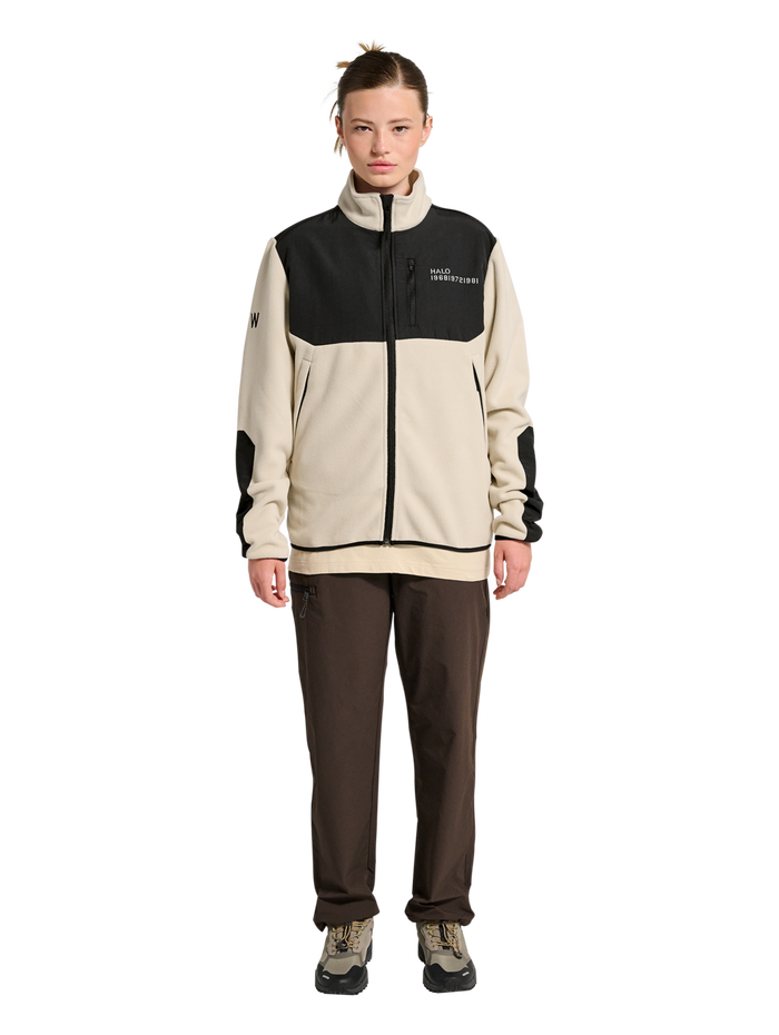 HALO BLOCKED ZIP FLEECE, OYSTER GRAY, model
