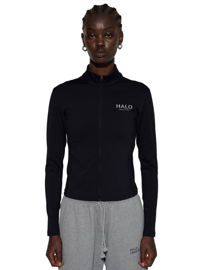 HALO WOMENS TRAINING ZIP SHIRT, BLACK, model