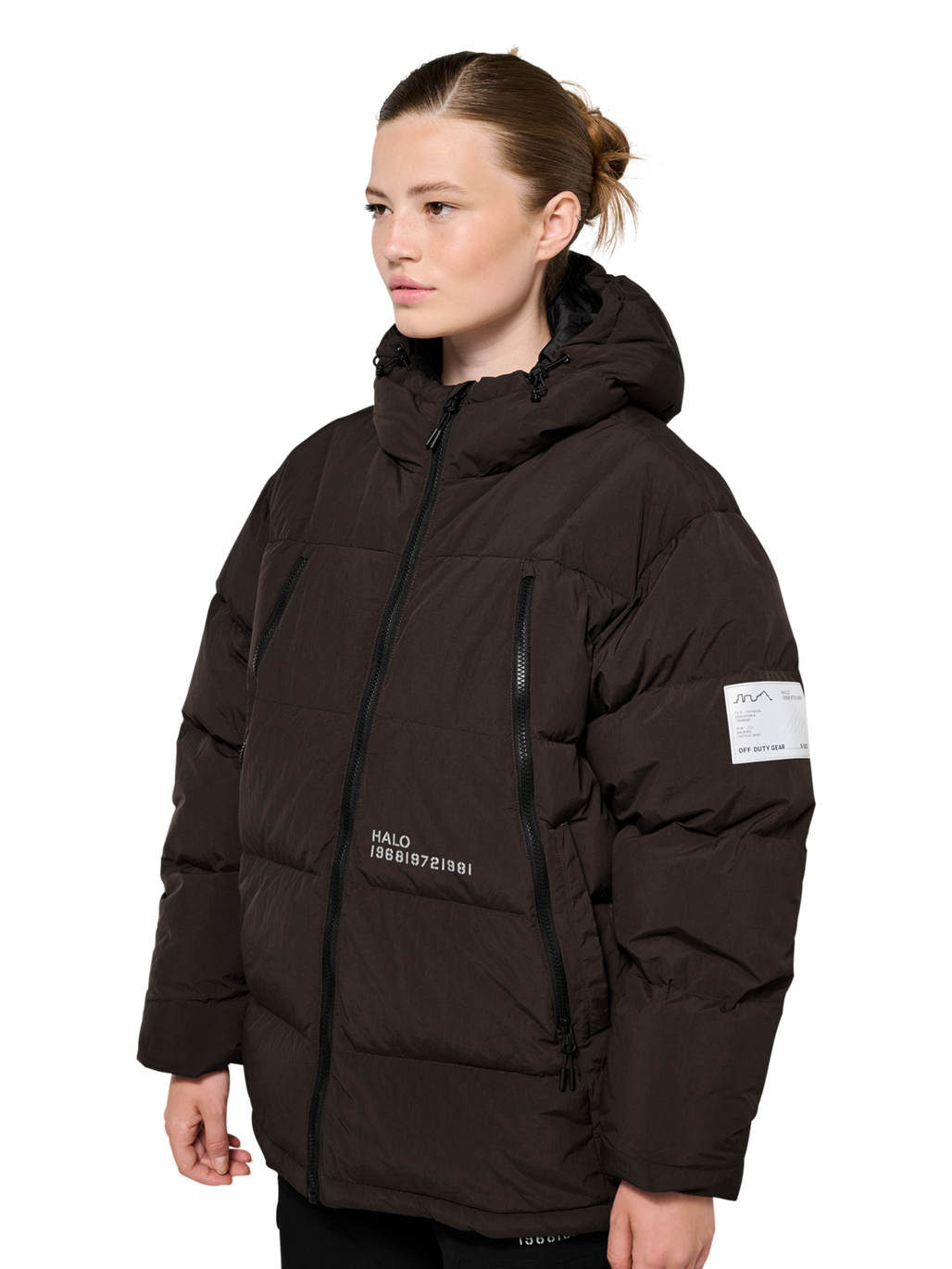 HALO MAVERICK DOWN JACKET, CHOCOLATE TORTE, model