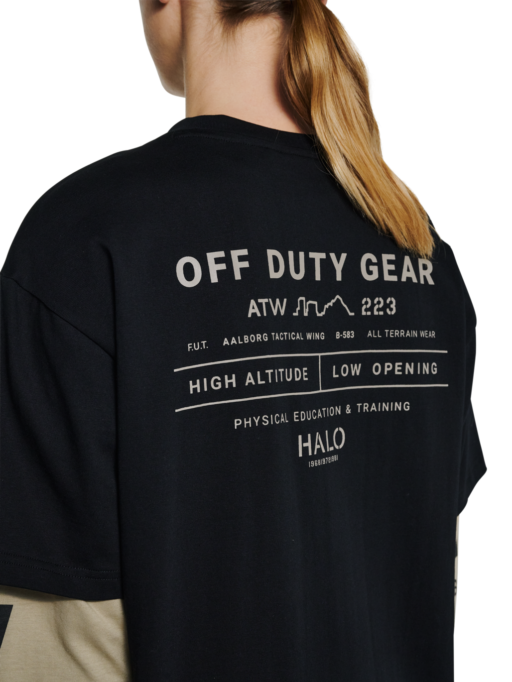 HALO GRAPHIC T-SHIRT, BLACK/SENECA ROCK/SR, model