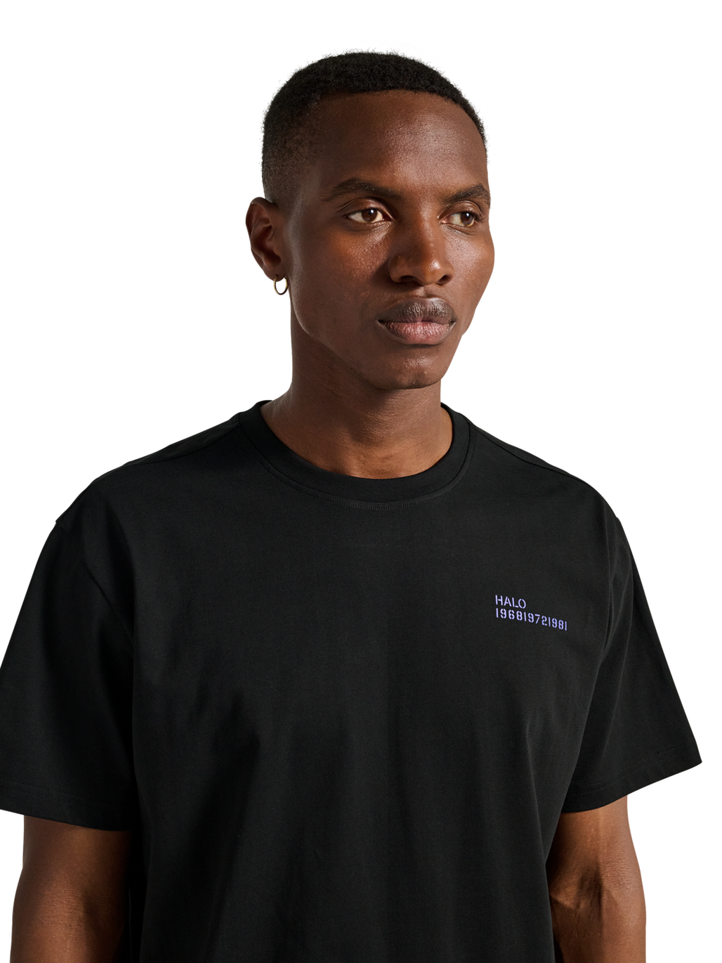 HALO PATCH GRAPHIC T-SHIRT, BLACK, model
